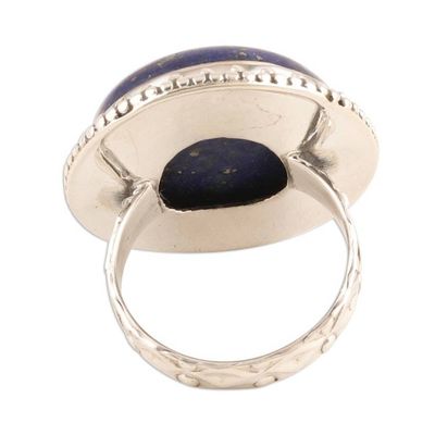 Alternate image for Sterling Silver Lapis Lazuli Round Cabochon Ring Regal Moon