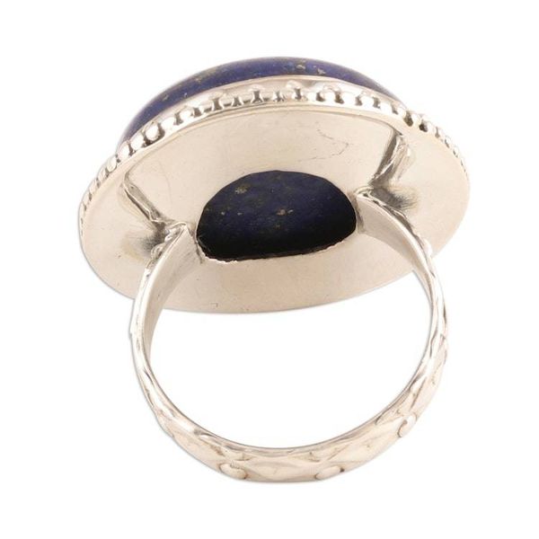 Alternate image for Sterling Silver Lapis Lazuli Round Cabochon Ring Regal Moon