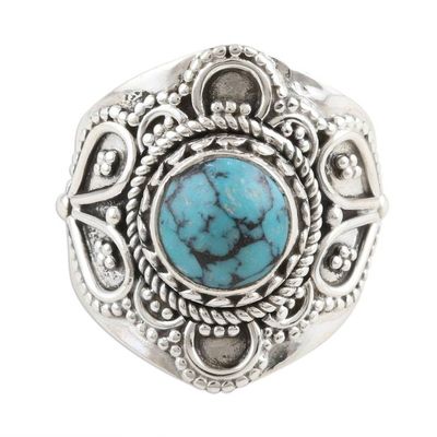 Alternate image for Reconstituted Turquoise and Sterling Silver Cocktail Ring Aura in Blue