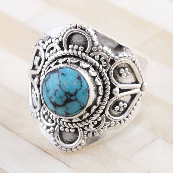 Alternate image for Reconstituted Turquoise and Sterling Silver Cocktail Ring Aura in Blue