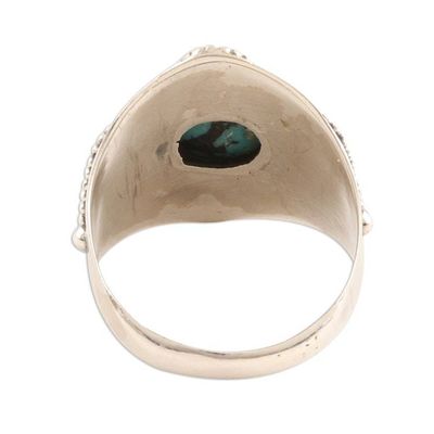 Alternate image for Reconstituted Turquoise and Sterling Silver Cocktail Ring Aura in Blue