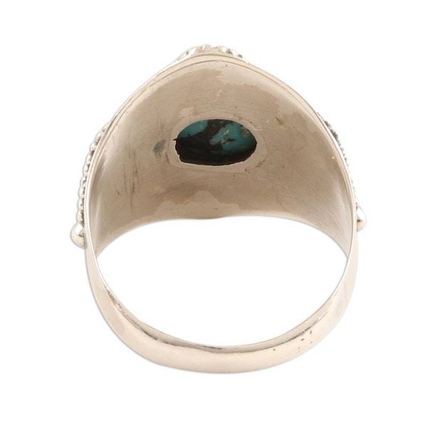 Alternate image for Reconstituted Turquoise and Sterling Silver Cocktail Ring Aura in Blue