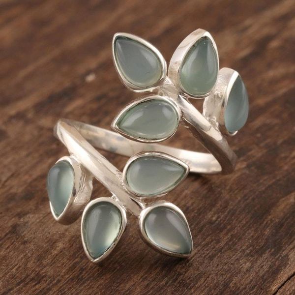 Alternate image for Artisan Crafted Chalcedony Cocktail Ring Leafy Glory