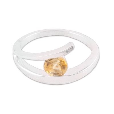 Alternate image for Handcrafted Sterling Silver Solitaire Citrine Ring Dazzling Love