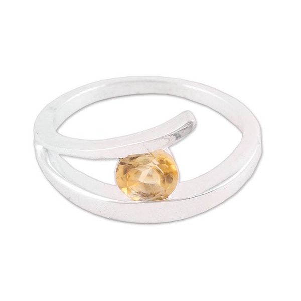 Alternate image for Handcrafted Sterling Silver Solitaire Citrine Ring Dazzling Love