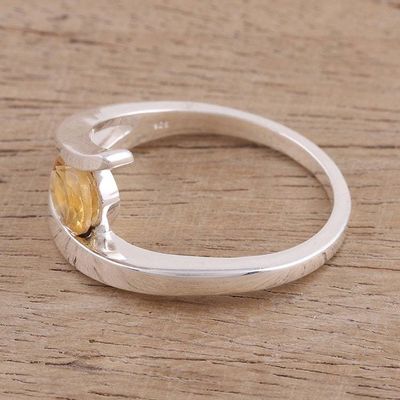 Alternate image for Handcrafted Sterling Silver Solitaire Citrine Ring Dazzling Love