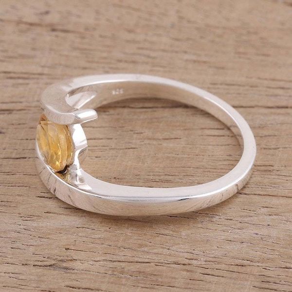 Alternate image for Handcrafted Sterling Silver Solitaire Citrine Ring Dazzling Love