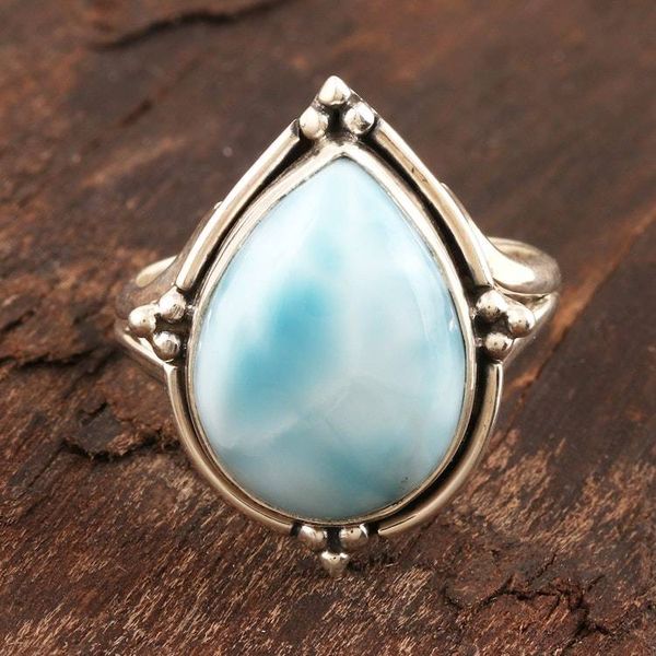 Alternate image for Pear-Shaped Larimar and Sterling Silver Cocktail Ring Blue Glory