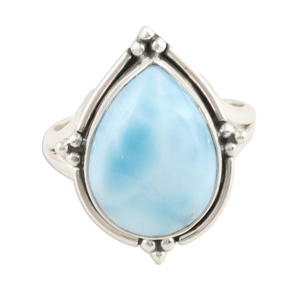 Alternate image for Pear-Shaped Larimar and Sterling Silver Cocktail Ring Blue Glory