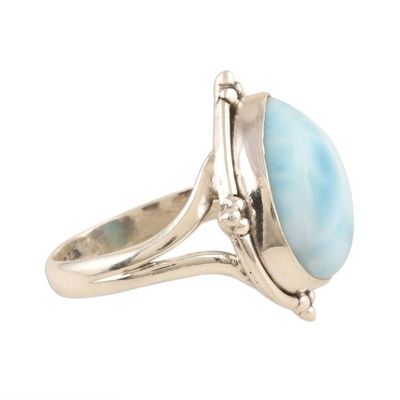 Alternate image for Pear-Shaped Larimar and Sterling Silver Cocktail Ring Blue Glory