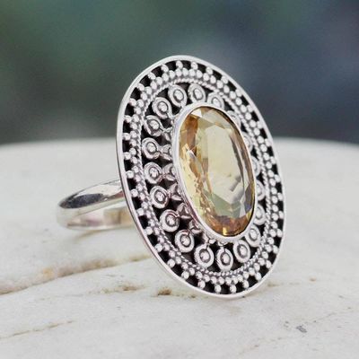 Alternate image for Hand Made Dramatic Citrine Ring Mumbai Sophisticate