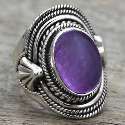 Alternate image for Hand Made Quartz Sterling Silver Cocktail Ring from India Majestic Glow