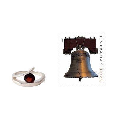 Alternate image for Handcrafted Modern Sterling Silver Solitaire Garnet Ring Dazzling Love