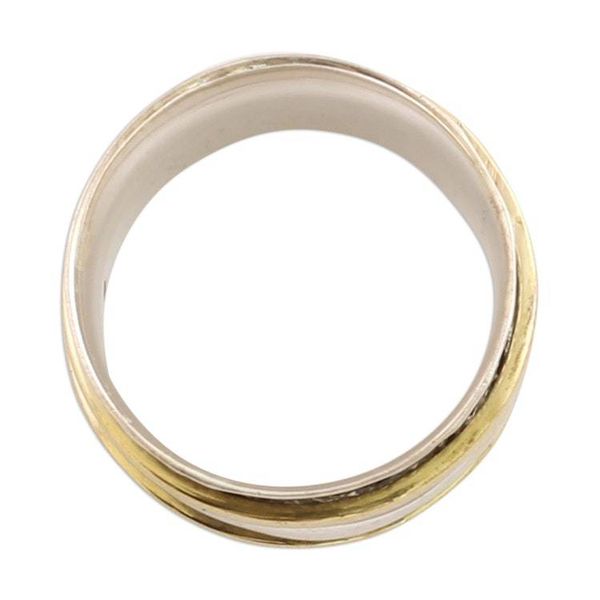 Alternate image for Indian Spinner Ring Crafted of Sterling Silver and Brass Forest Sheen