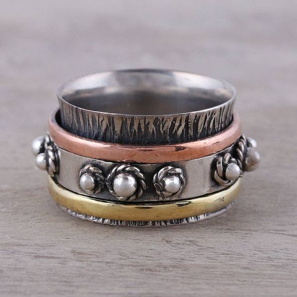 Alternate image for Handcrafted Sterling Silver Spinner Ring from India Classic Bloom