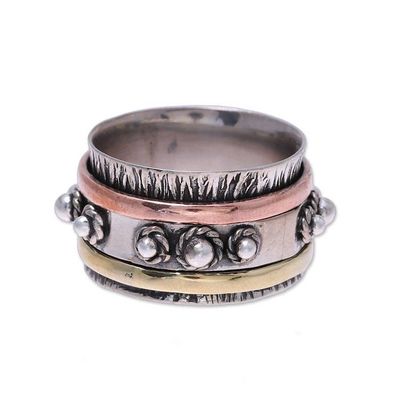 Alternate image for Handcrafted Sterling Silver Spinner Ring from India Classic Bloom