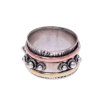 Alternate image for Handcrafted Sterling Silver Spinner Ring from India Classic Bloom