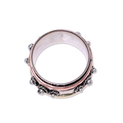 Alternate image for Handcrafted Sterling Silver Spinner Ring from India Classic Bloom