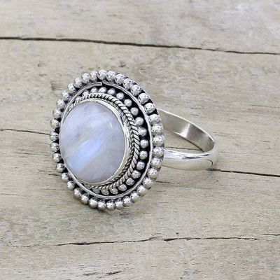 Primary image for Hand Made Rainbow Moonstone Cocktail Ring from India Rainbow Elegance