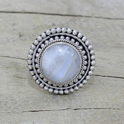 Alternate image for Hand Made Rainbow Moonstone Cocktail Ring from India Rainbow Elegance