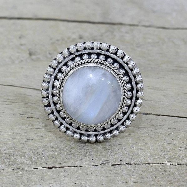 Alternate image for Hand Made Rainbow Moonstone Cocktail Ring from India Rainbow Elegance