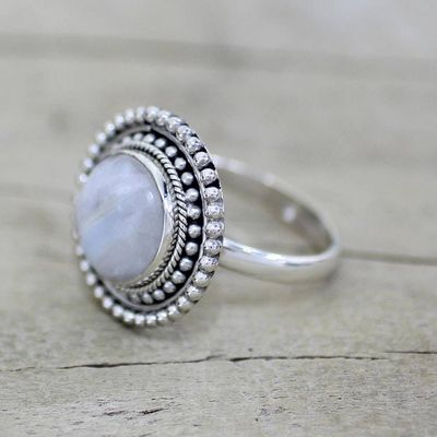Alternate image for Hand Made Rainbow Moonstone Cocktail Ring from India Rainbow Elegance