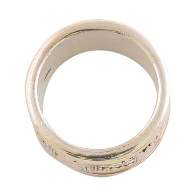 Alternate image for Sterling Silver Copper and Brass Indian Leaf Spinner Ring Entrancing Nature