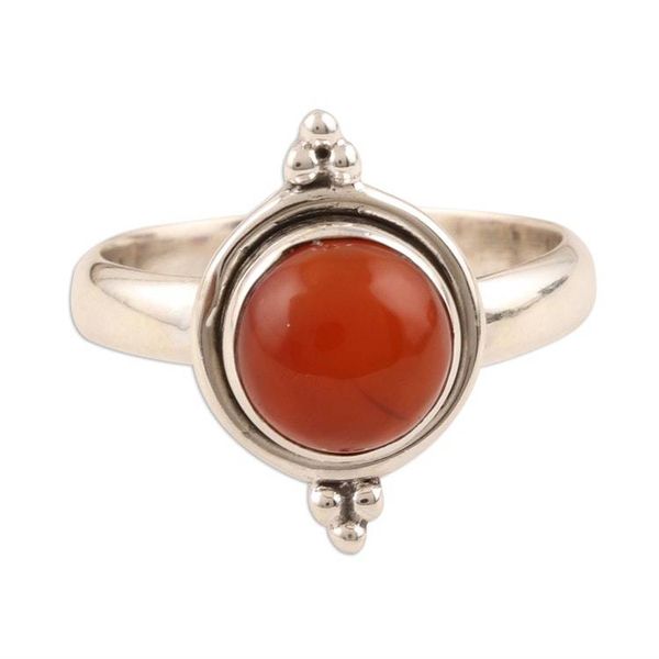 Alternate image for Simple Carnelian and Sterling Silver Ring from India Sunset Memory