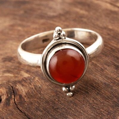 Alternate image for Simple Carnelian and Sterling Silver Ring from India Sunset Memory