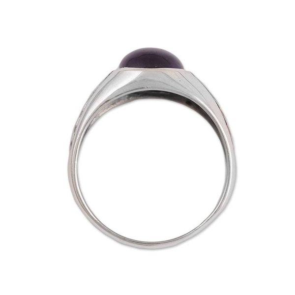 Alternate image for Handmade Amethyst and Sterling Silver Domed Ring Suave