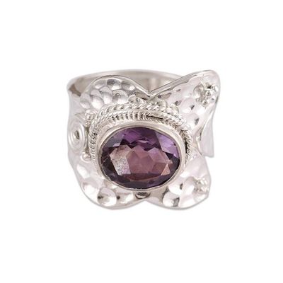 Alternate image for Sterling Silver Wrap Amethyst Ring India Jewelry Her Majesty