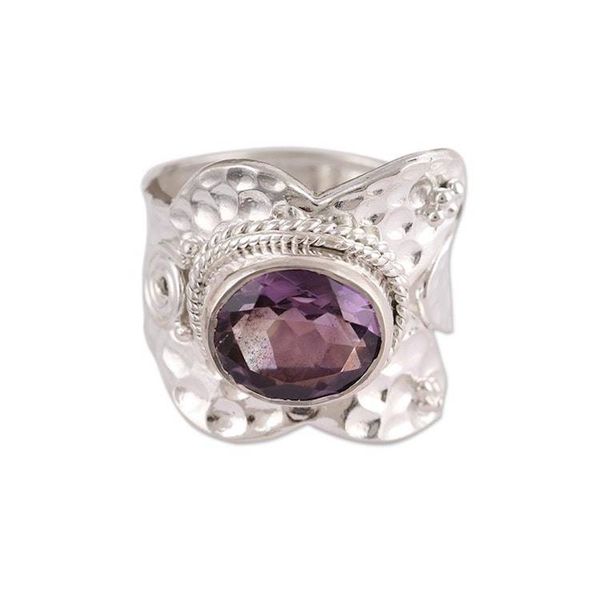 Alternate image for Sterling Silver Wrap Amethyst Ring India Jewelry Her Majesty