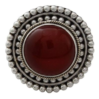 Alternate image for Artisan Crafted Carnelian and Sterling Silver Cocktail Ring Tangerine Sunset