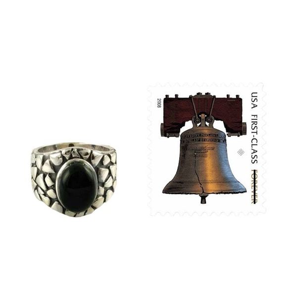 Alternate image for Mens Silver and Onyx Domed Ring Dark Clouds