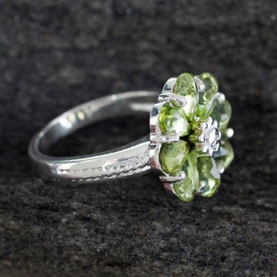 Alternate image for Floral Sterling Silver and Peridot Cocktail Ring Joyous Blossom
