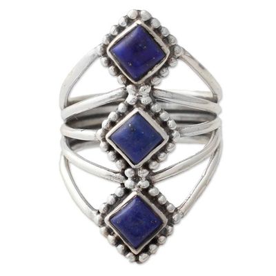 Alternate image for Artisan Crafted Lapis Lazuli and Silver Ring from India Deep Blue Diamonds