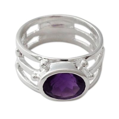 Alternate image for 4-carat Amethyst on Sterling Silver Ring Pisces Jewelry Twilight Mood