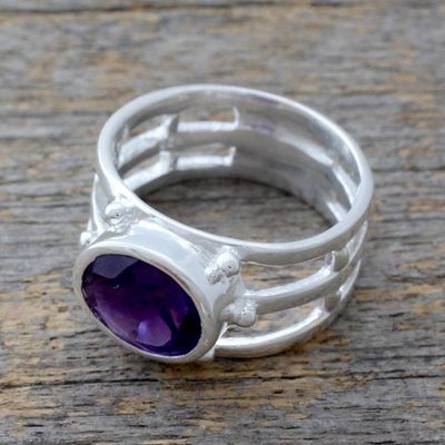 Alternate image for 4-carat Amethyst on Sterling Silver Ring Pisces Jewelry Twilight Mood