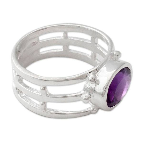 Alternate image for 4-carat Amethyst on Sterling Silver Ring Pisces Jewelry Twilight Mood