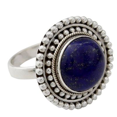 Alternate image for Artisan Crafted Lapis Lazuli and Sterling Silver Ring Royal Sunset