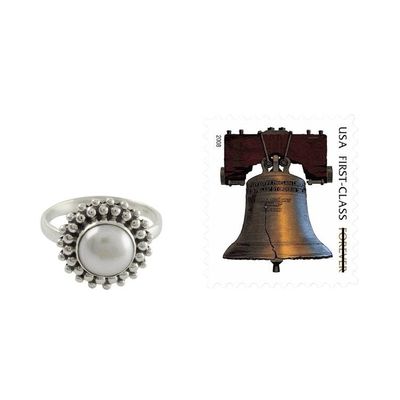 Alternate image for Artisan Crafted Sterling Silver Pearl Ring Kolkata Halo