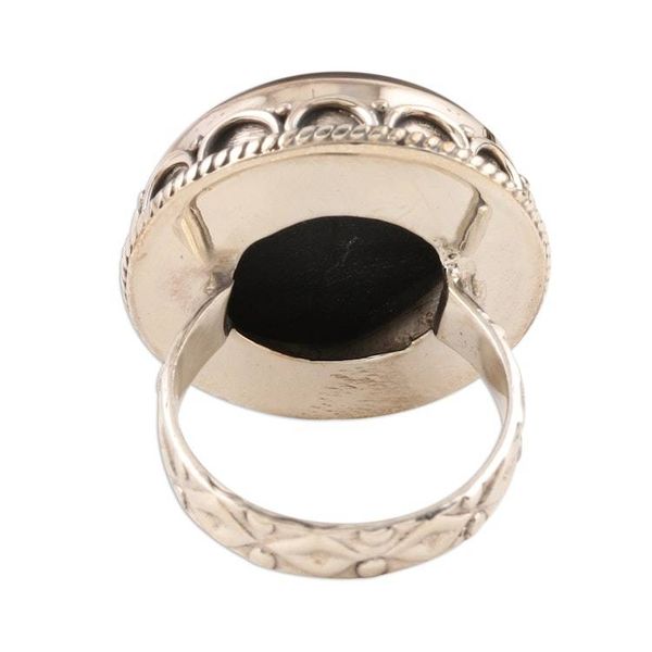 Alternate image for Black Onyx Sterling Silver Cocktail Ring from India Black Mirror