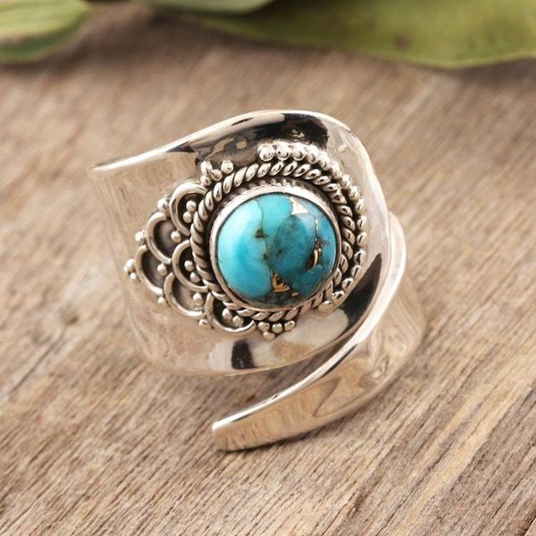 Alternate image for Composite Turquoise and Sterling Silver Wrap Ring Silver Spoon