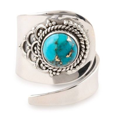Alternate image for Composite Turquoise and Sterling Silver Wrap Ring Silver Spoon