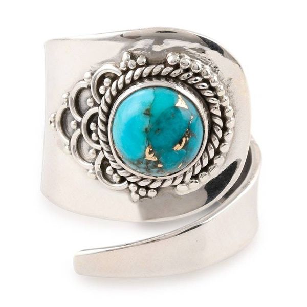 Alternate image for Composite Turquoise and Sterling Silver Wrap Ring Silver Spoon