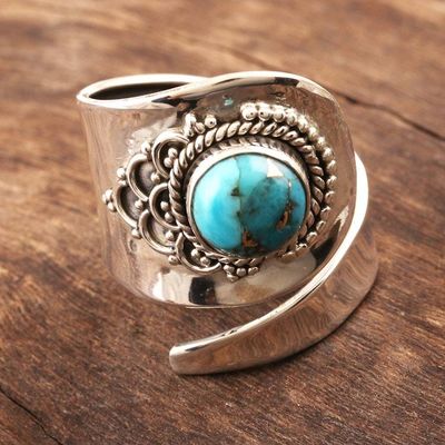 Alternate image for Composite Turquoise and Sterling Silver Wrap Ring Silver Spoon