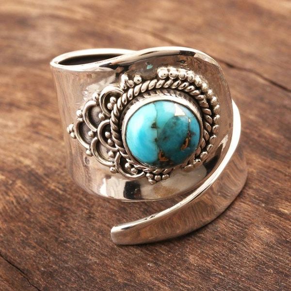Alternate image for Composite Turquoise and Sterling Silver Wrap Ring Silver Spoon