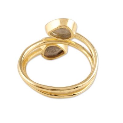 Alternate image for Gold Plated Labradorite Wrap Ring from India Golden Aurora