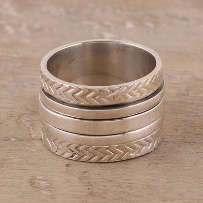 Alternate image for Sterling Silver Spinner Ring from India Gleaming Zigzag