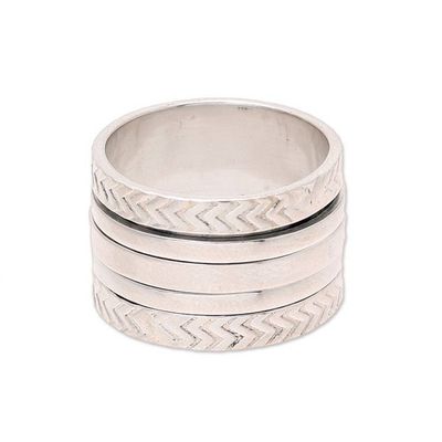 Alternate image for Sterling Silver Spinner Ring from India Gleaming Zigzag